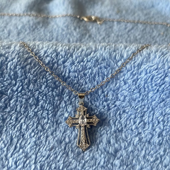 Inlay Cross Pendant Necklace - Picture 2 of 5